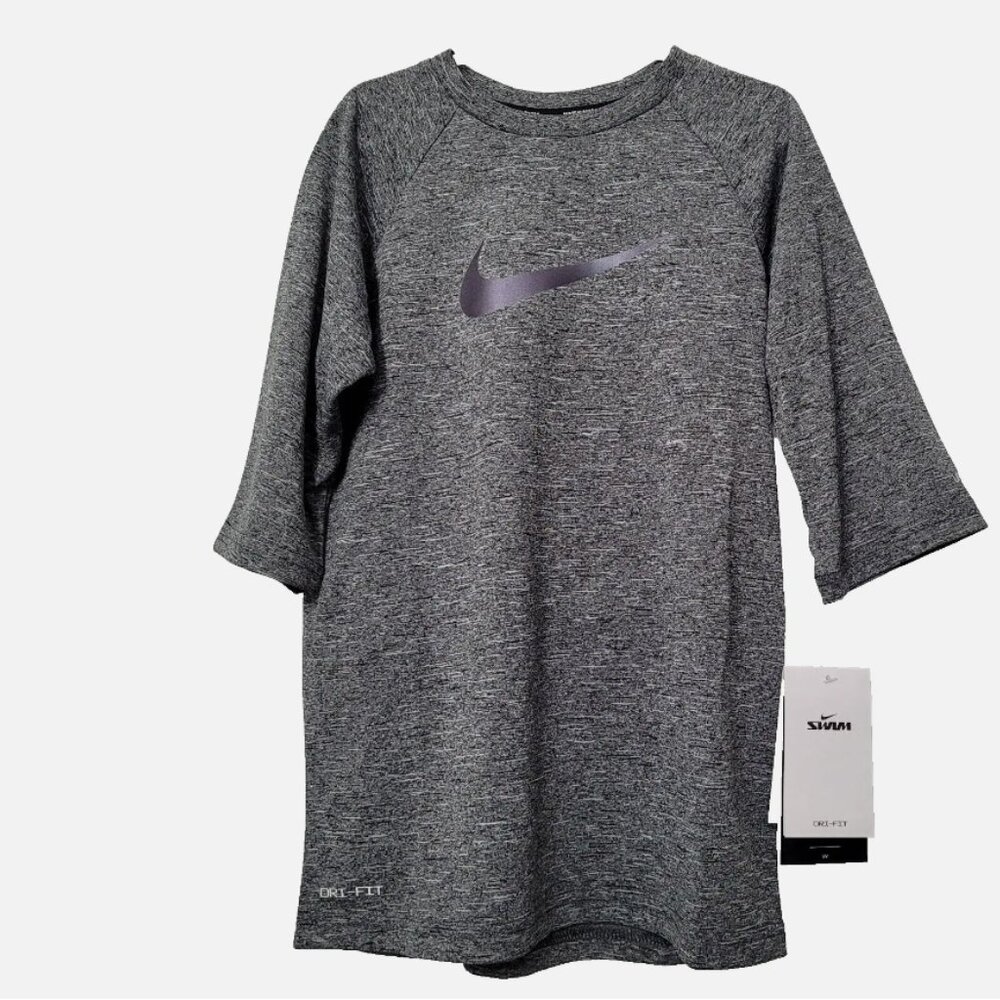 Nike Boys' Half Sleeve Hydro Rash Guard Heather Gray T-Shirt Size X-Large New